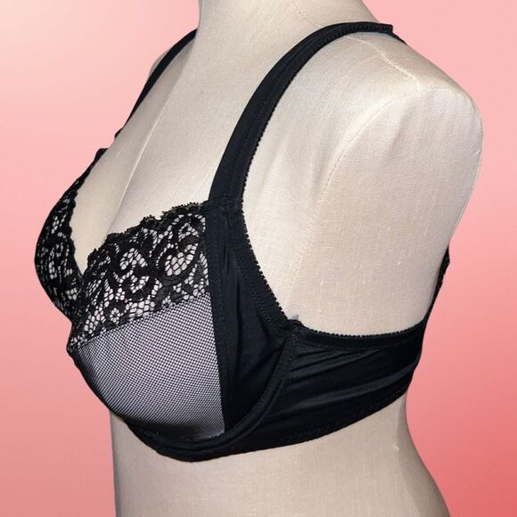 Full Figure Curvy Muse Black Lace Bra Size 40C - Picture 2 of 5